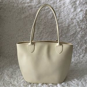 Longchamp Vintage Cream Off White Leather Tote
